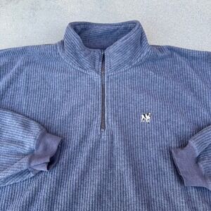 Vintage Big Dogs Polar Dogs Men XL Navy Blue Fleece Quarter Zip Sweater